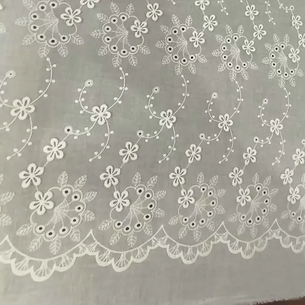 Tela de encaje de algodón bordado