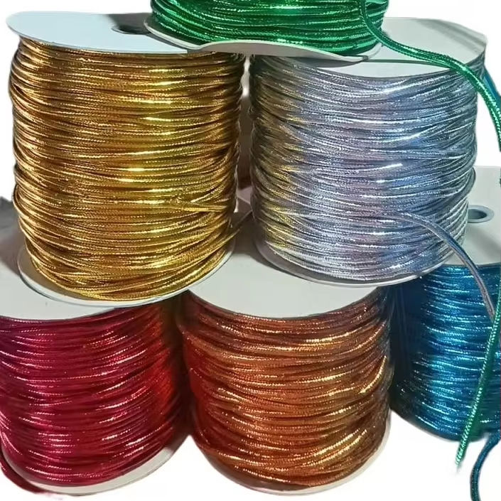 Cordones metálicos de hilo de joyería de cuerda de poliéster de poliéster metálico de 5 mm