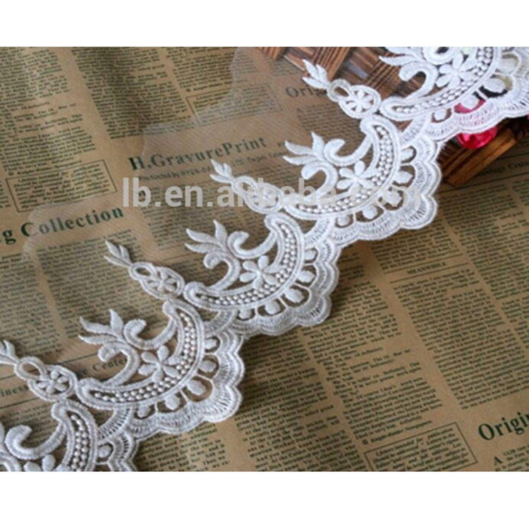 Hermoso diseño de encaje de crochet algodón para el vestido de novia