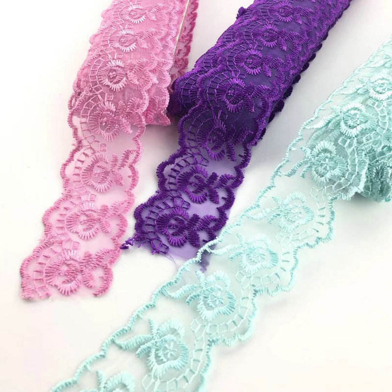 Diseño clásico Multi Colores Organza Lace Trim bordado de bordado Organa de encaje al por mayor
