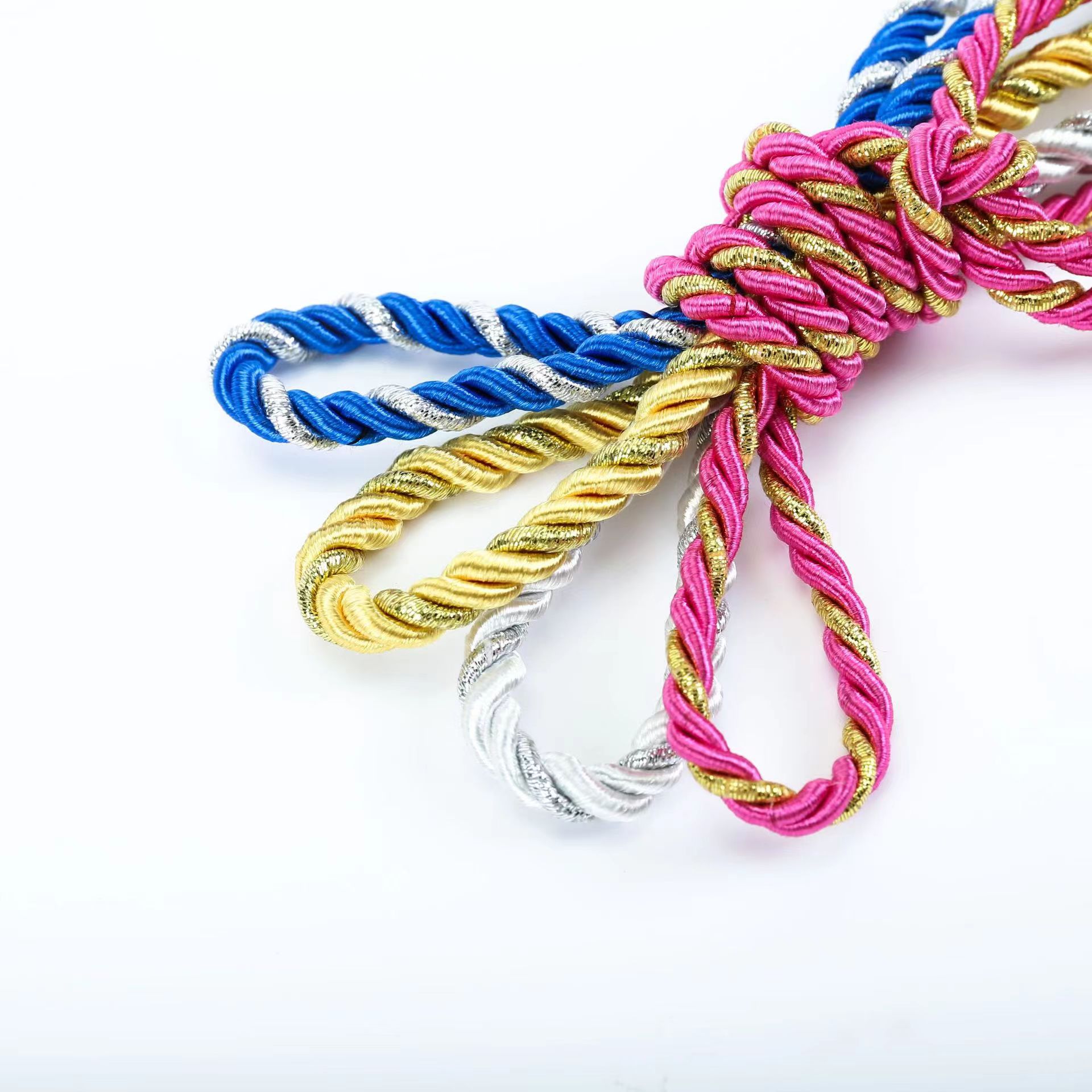 Solid Color 7mm Strands Colored Silk Rope Decoration Silk Rope