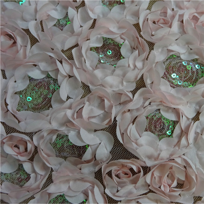 3d Rose Wedding Fabric Flowers Rug Soft Bridal Dress Feather Lace Fabric With Sequin