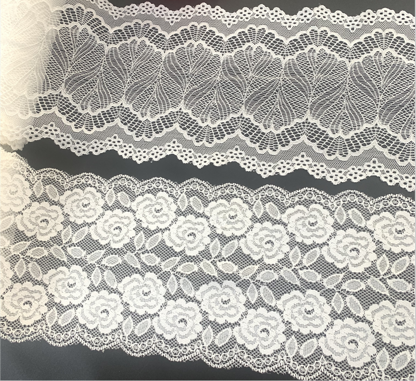 Venta caliente Fancy Nylon Spandex Lace Stretch Lace Lace elástico encaje elástico para ropa interior y lencería