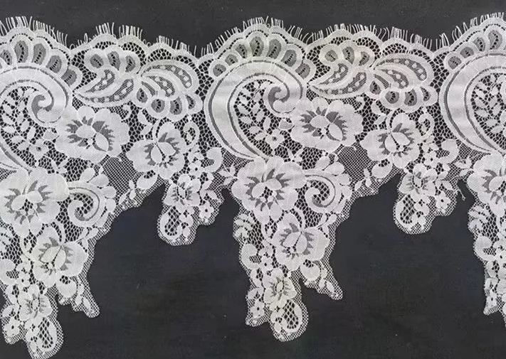 Fan-shaped Nylon Eyelash Lace Trimming for Underwear Decoration Double Scalloped Eyelash Lace Trim